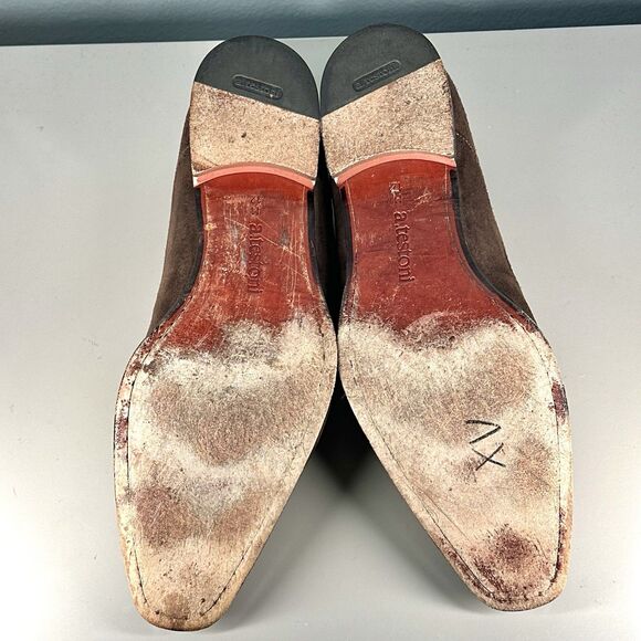 A Testoni Basic Oxford Dress Shoes Brown Suede Leather Mens Size 12 Lace Up - Picture 12 of 16